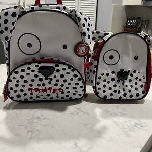 Polka Dot Dog Backpack and Lunch Bag Set